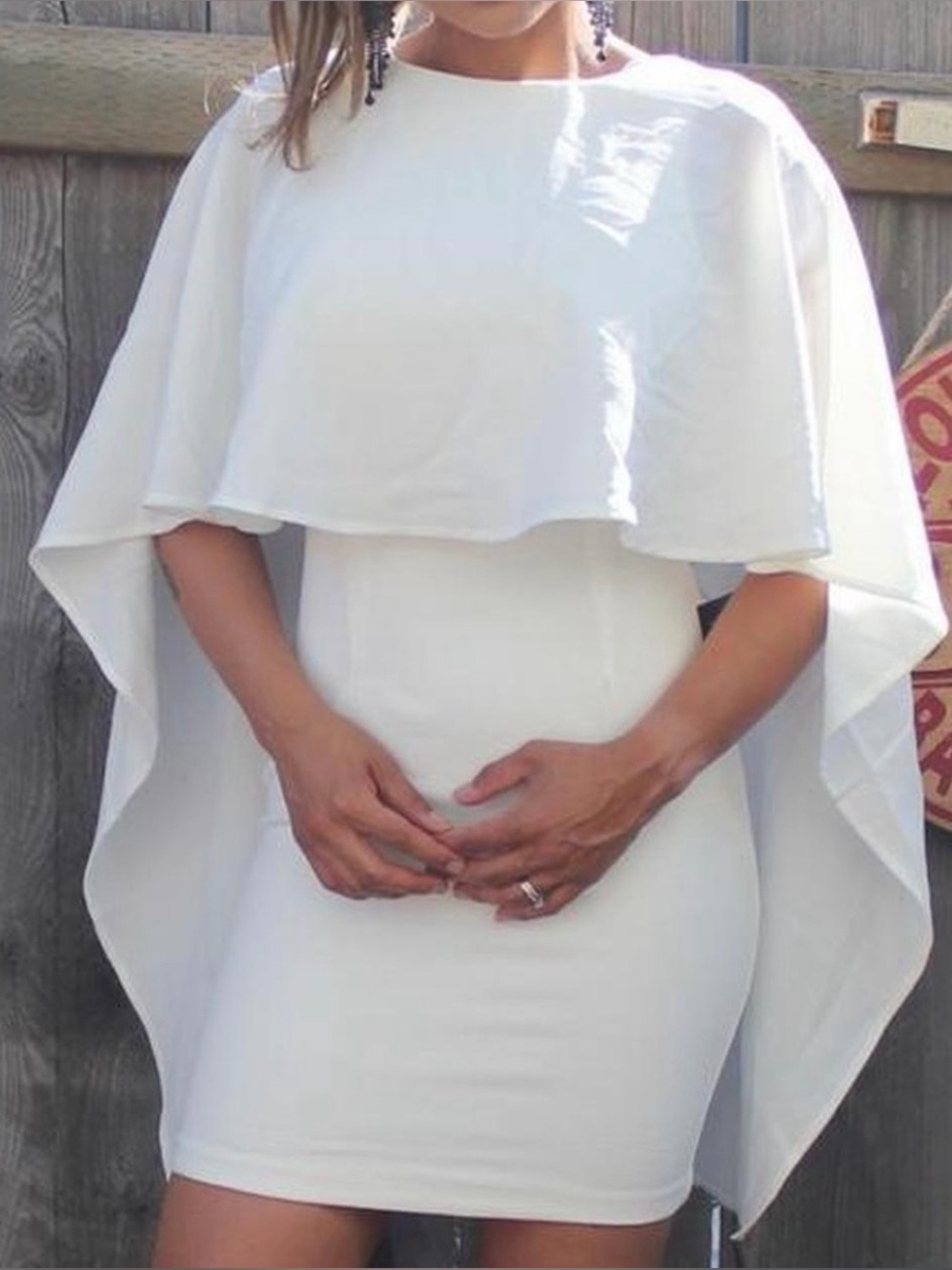 Lulu's White Cape-Sleeve Bodycon Mini Dress